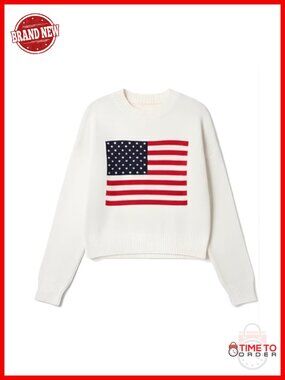 Madore Oversized American Flag Sweater Women 4th of July USA Outfits